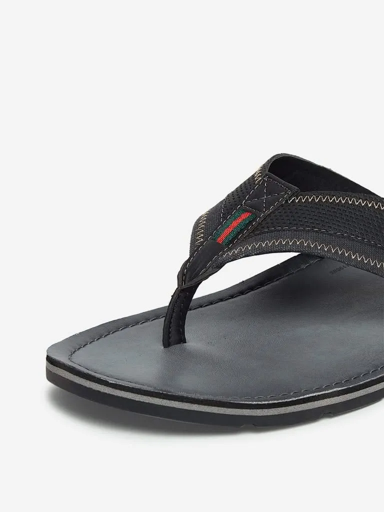 SOLEPLAY Black Exposed Stitching Sandals