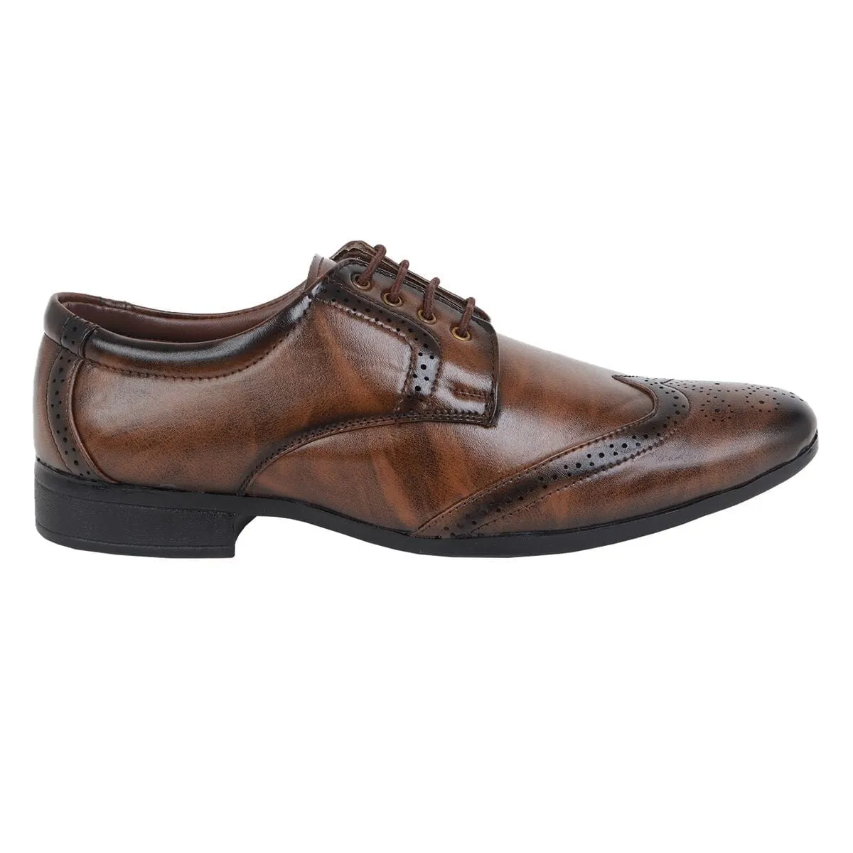 Somugi Brown Brogue Shoes for Men made by Artificial Leather