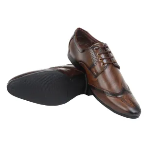 Somugi Brown Brogue Shoes for Men made by Artificial Leather