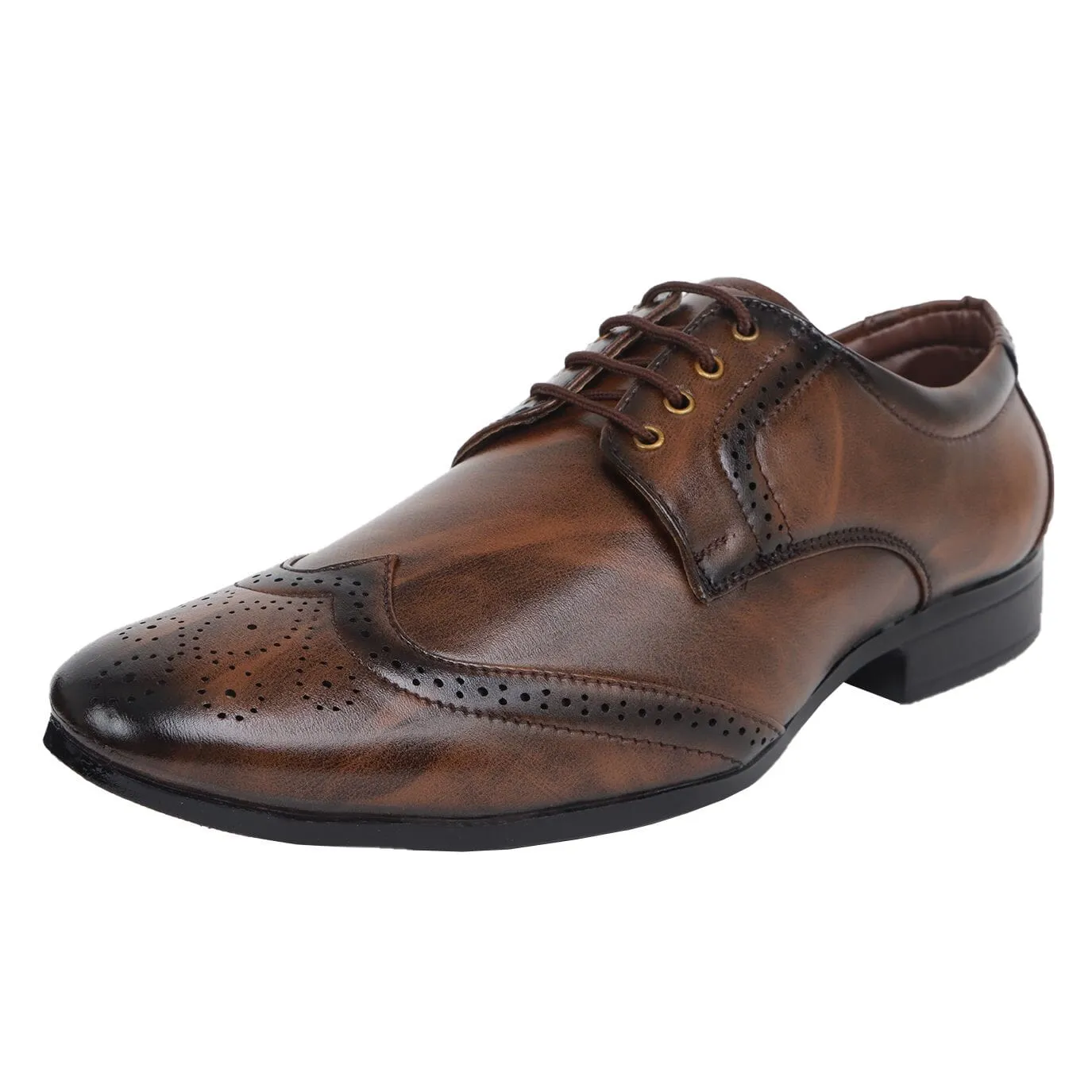 Somugi Brown Brogue Shoes for Men made by Artificial Leather