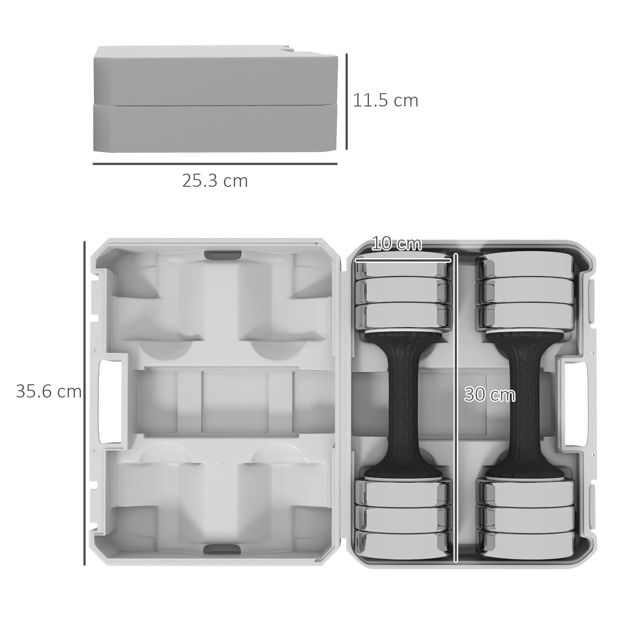 SPORTNOW Adjustable Dumbbells Weights Set with Storage Box, 10kg x 2