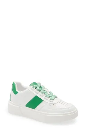 Steve Madden Eager White Green Multi Lace Up Low Top Toe Fashion Sneaker