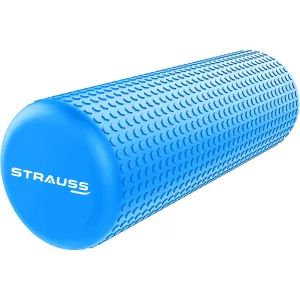 Strauss Yoga Foam Roller | Ideal For Exercise, Muscle Recovery, Physiotherapy, Pain Relief & Myofascial | Deep Tissue Massage Roller 30 Cm, (Blue)