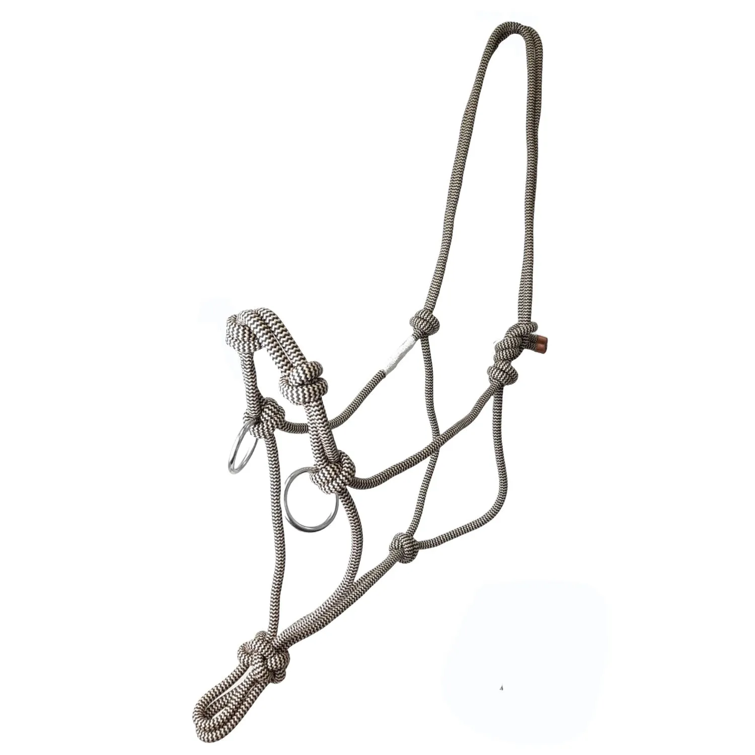 Tahoe Tack Copper Tip Series Horse Rope Training Halter – 4 Knot, 1/4" Stiff Cord with 2 Rings for Enhanced Control, 1-Year Warranty Two Tone BOGO