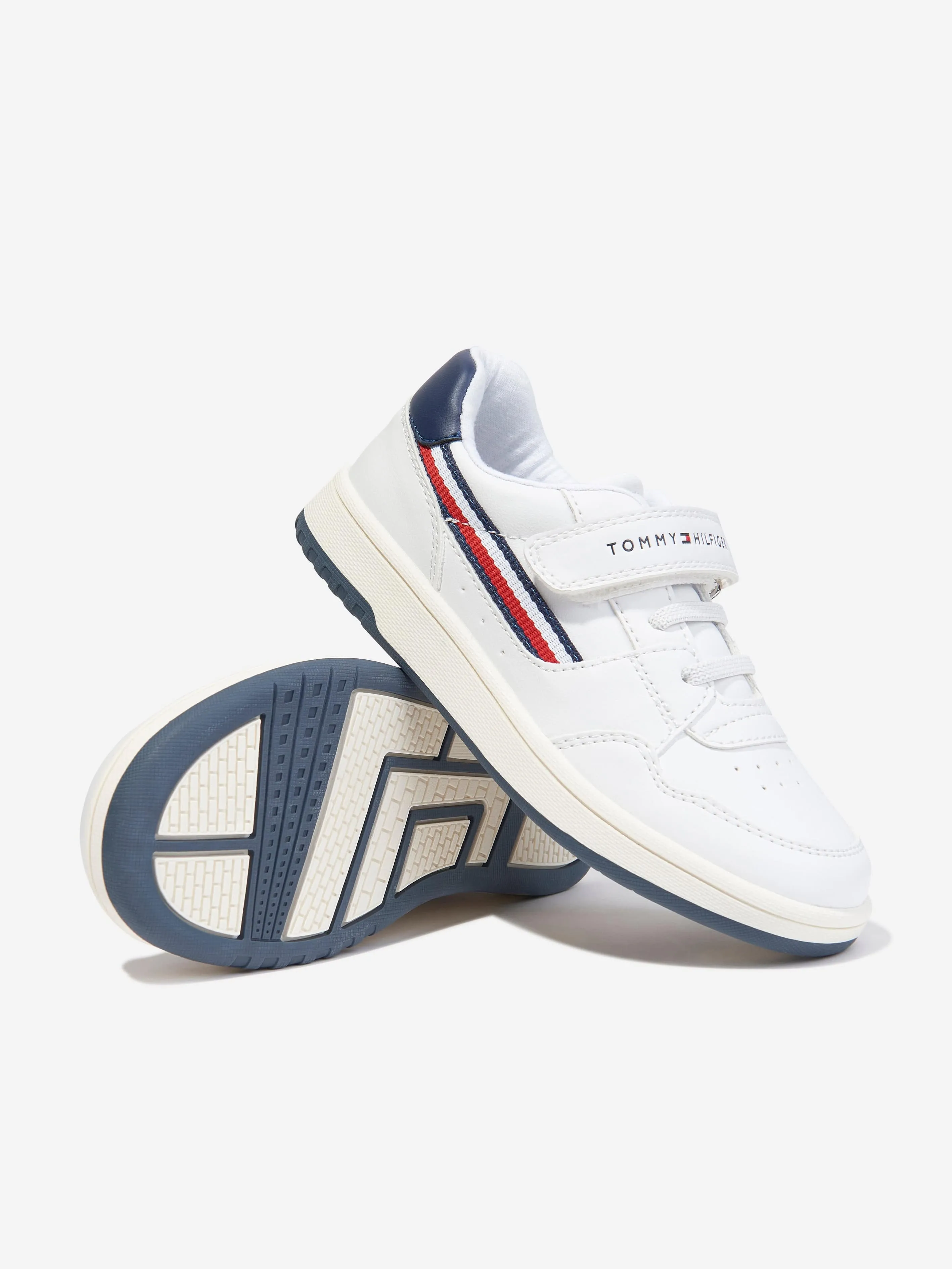 Tommy Hilfiger Boys Low Cut Lace-Up And Velcro Trainers in White