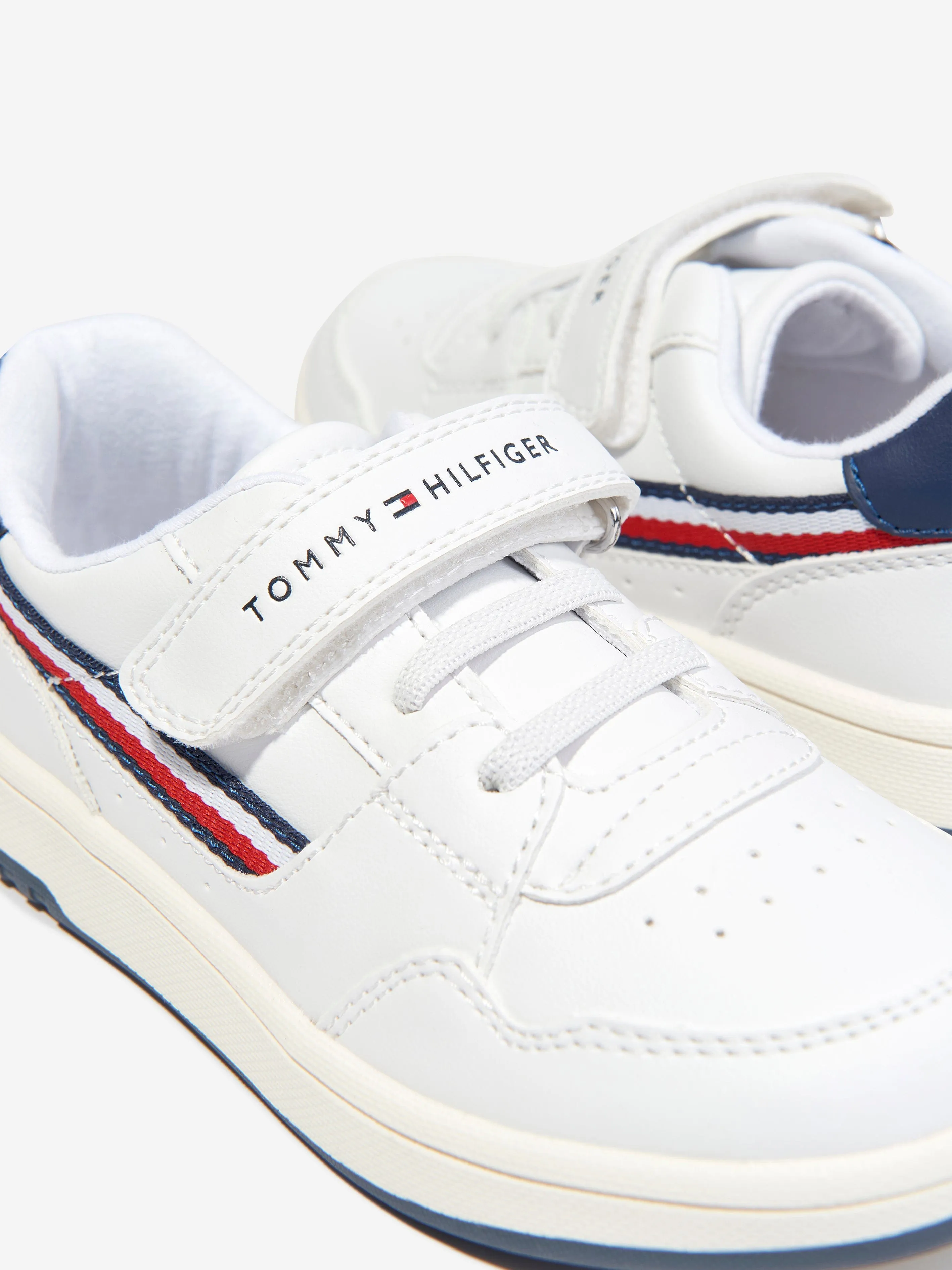 Tommy Hilfiger Boys Low Cut Lace-Up And Velcro Trainers in White