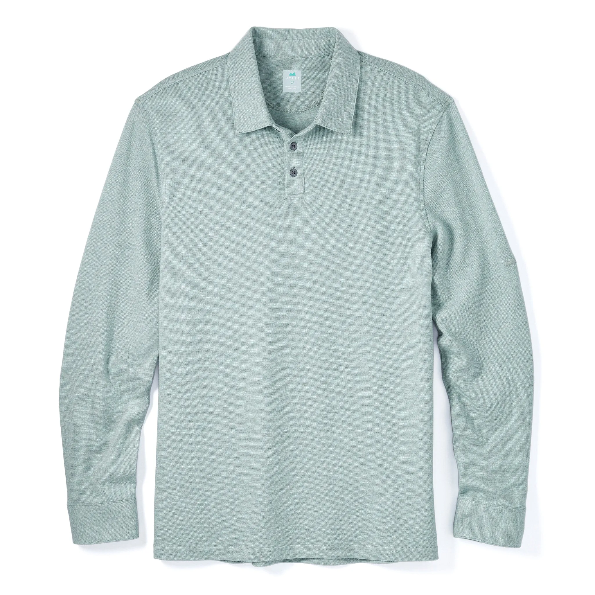 Tour Polo Long Sleeve in Heather Gray Green