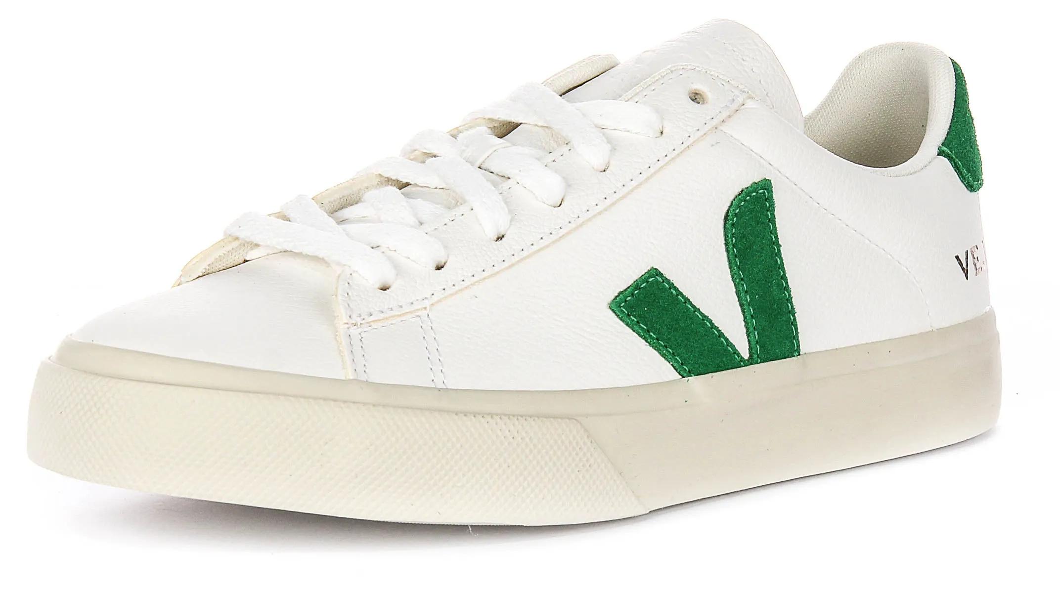 Veja Campo Leather In White Green For Women