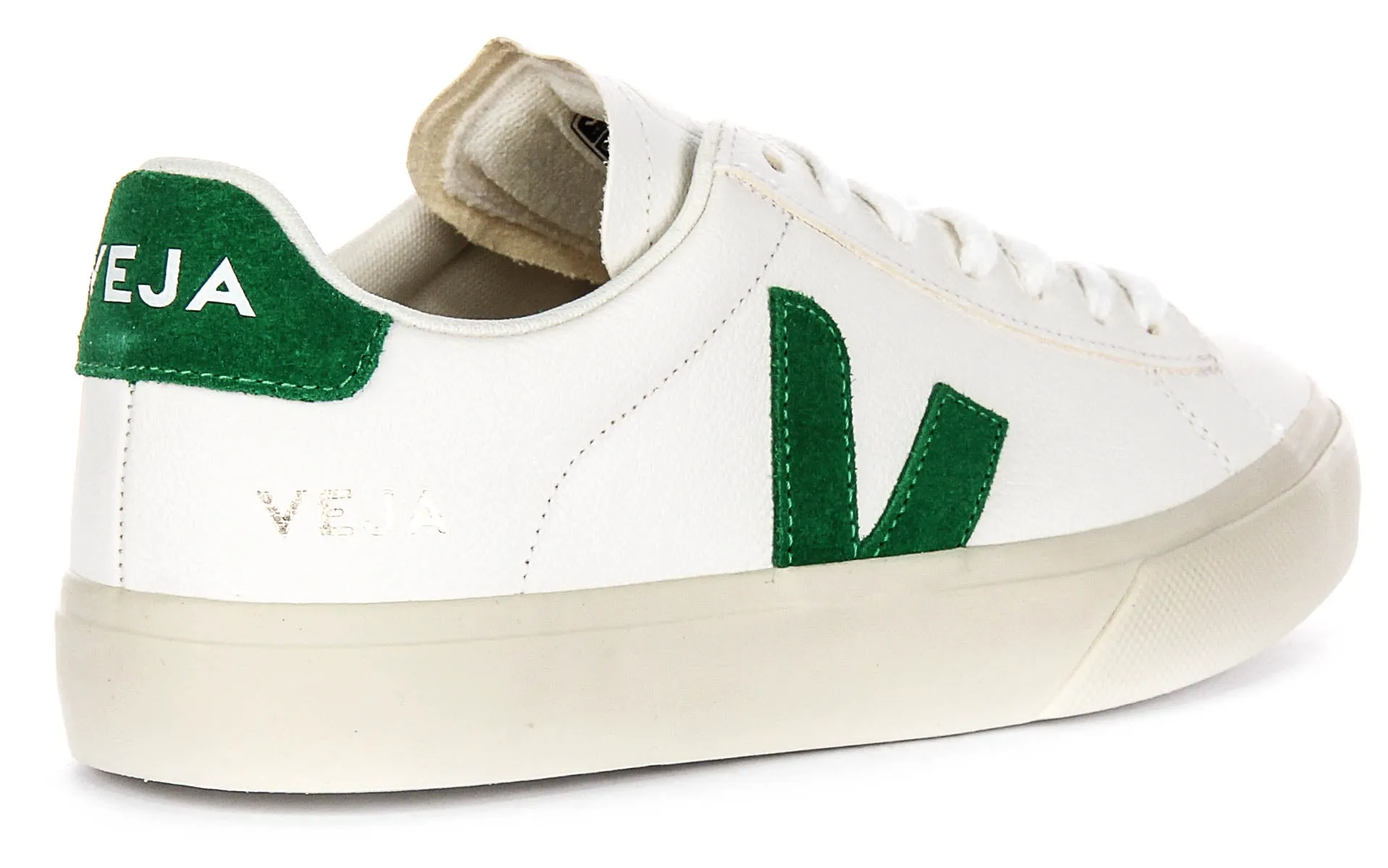 Veja Campo Leather In White Green For Women