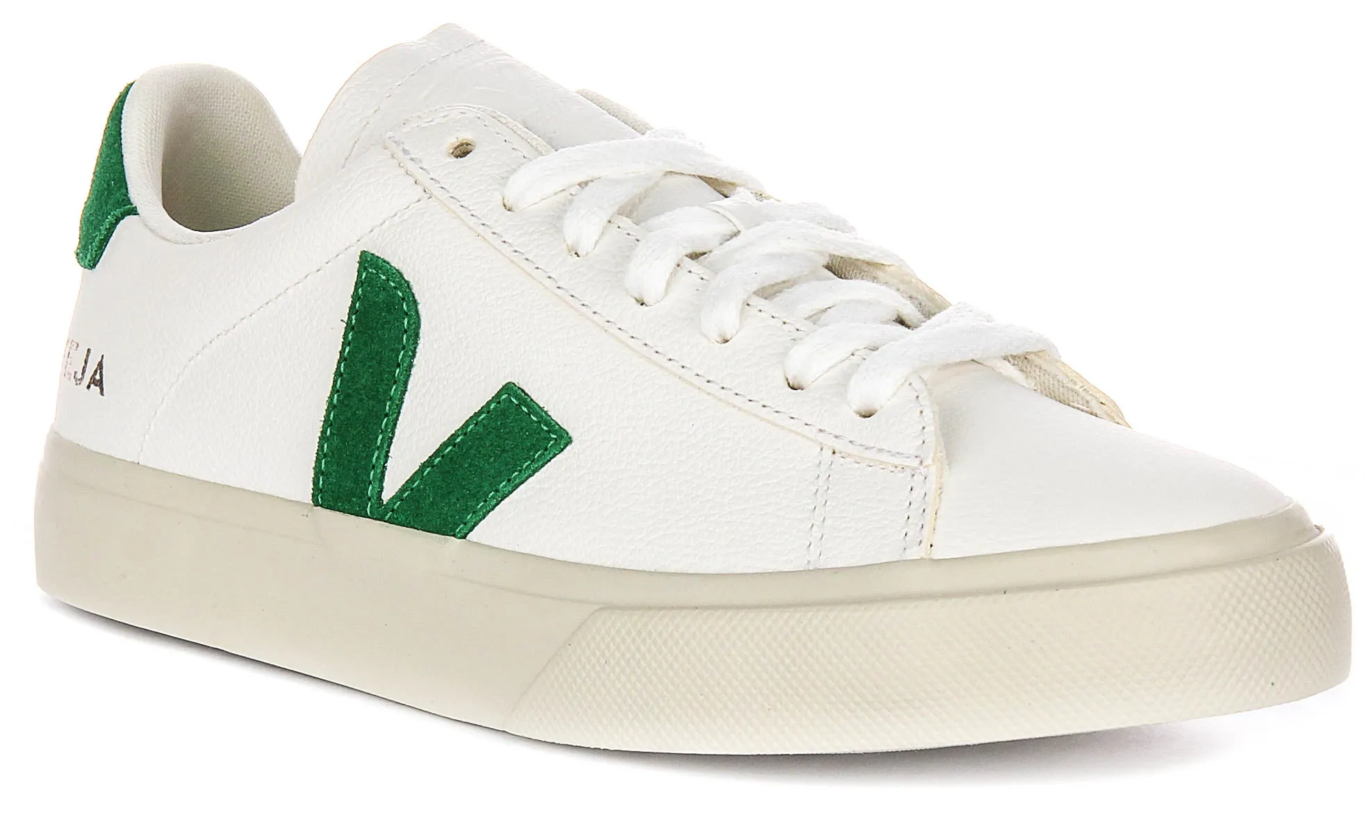 Veja Campo Leather In White Green For Women