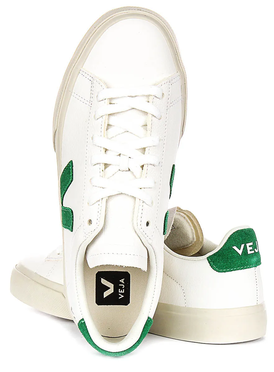 Veja Campo Leather In White Green For Women