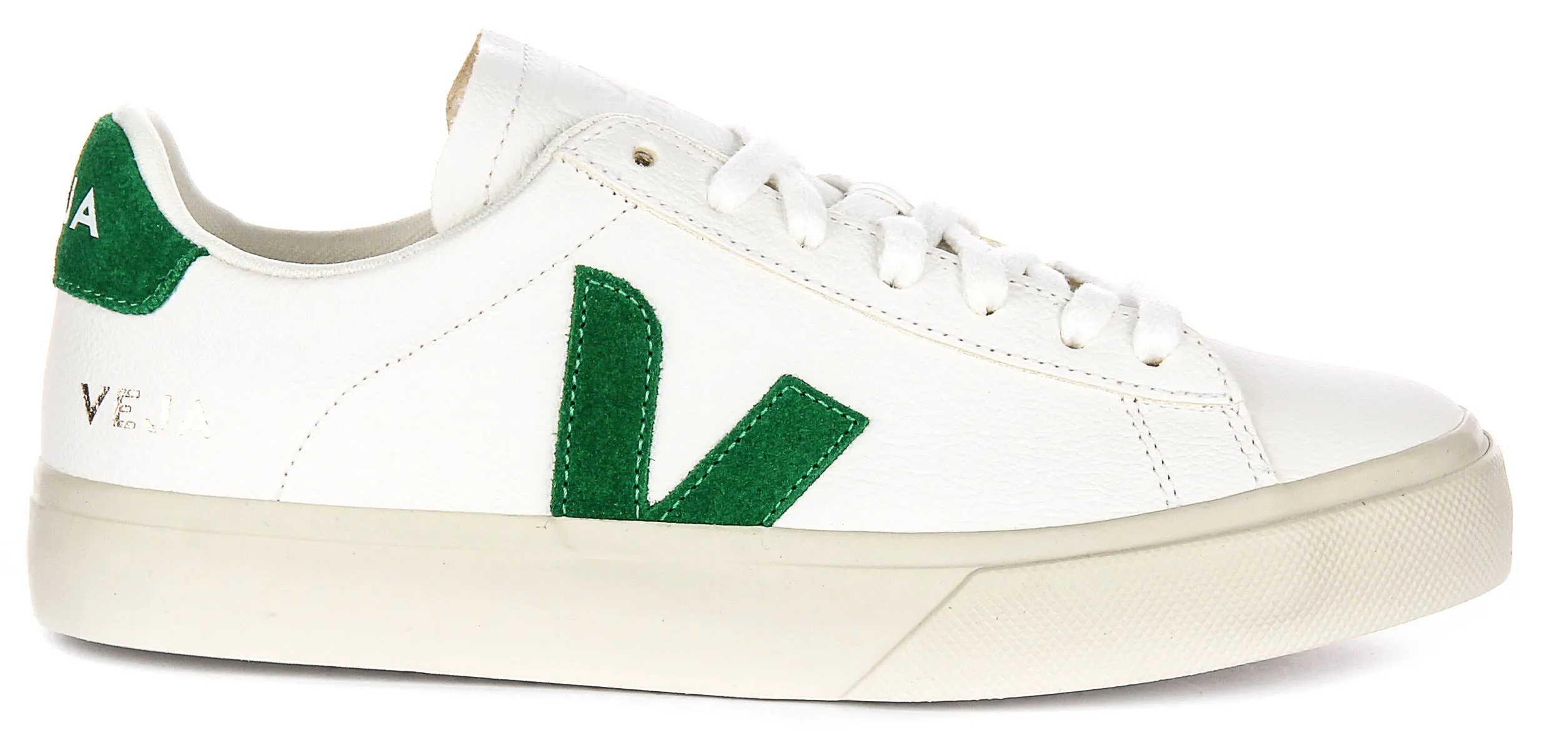 Veja Campo Leather In White Green For Women