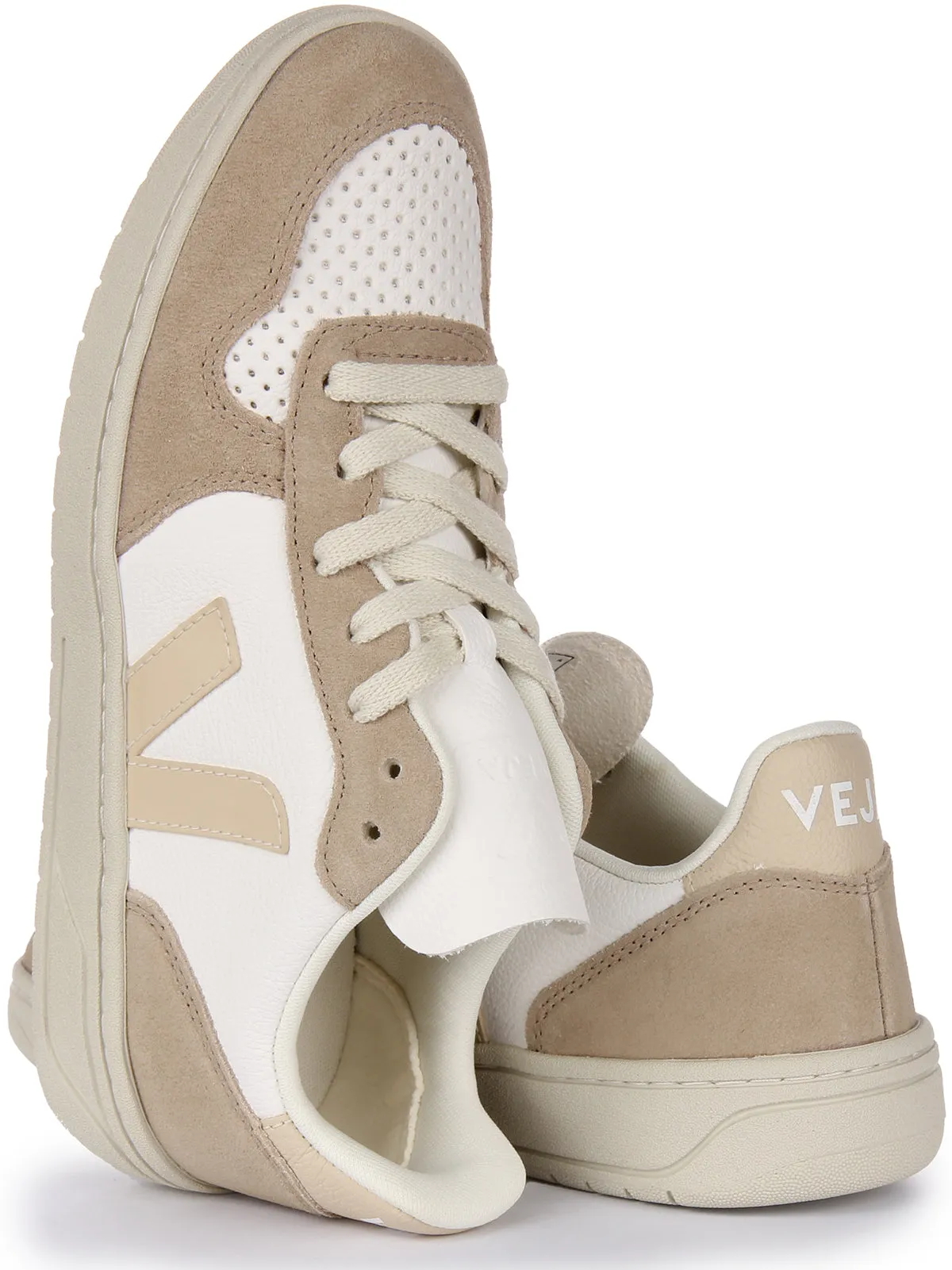 Veja V 10 Chromefree In White Grey For Women