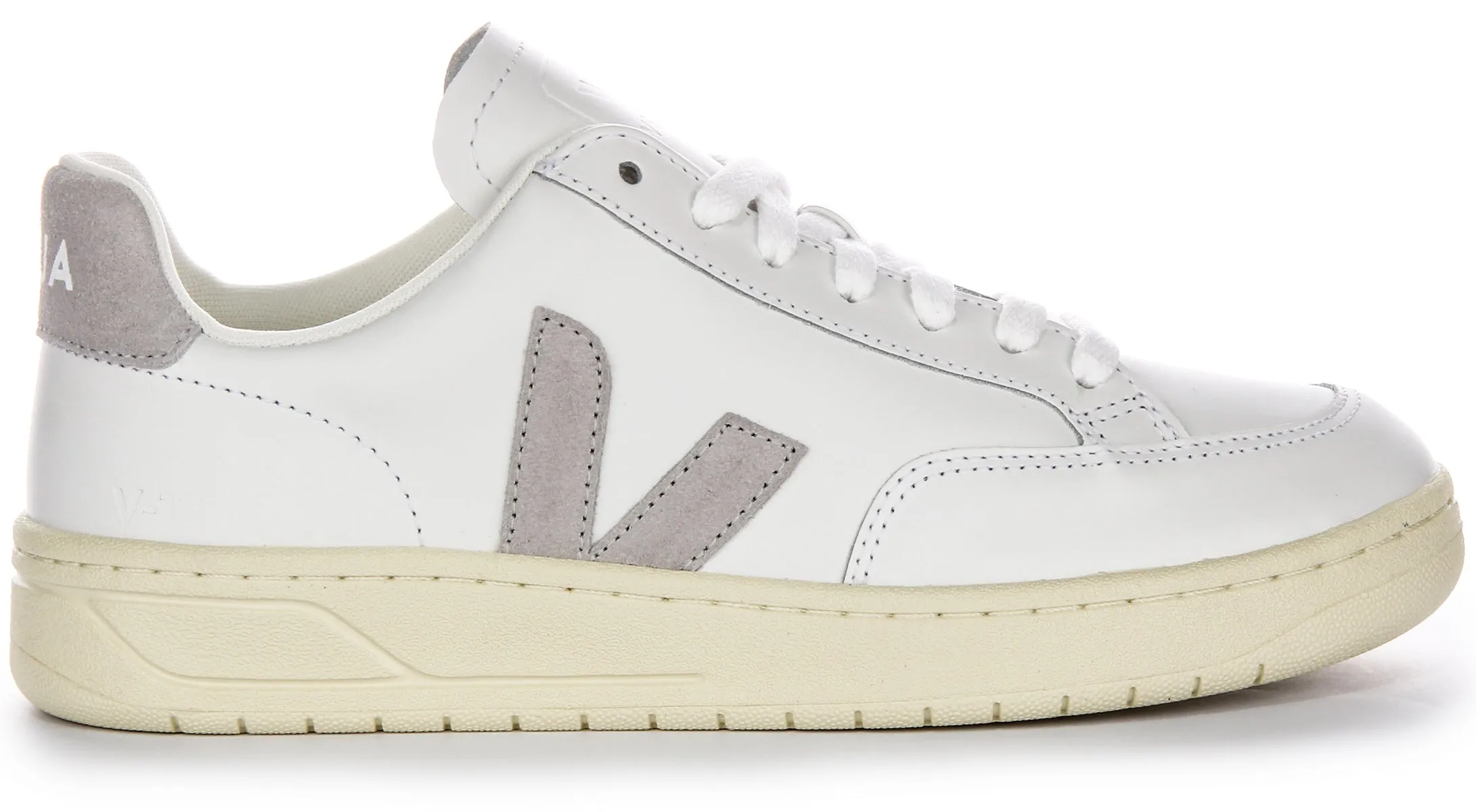 Veja V 12 Leather In White Light Grey For Men