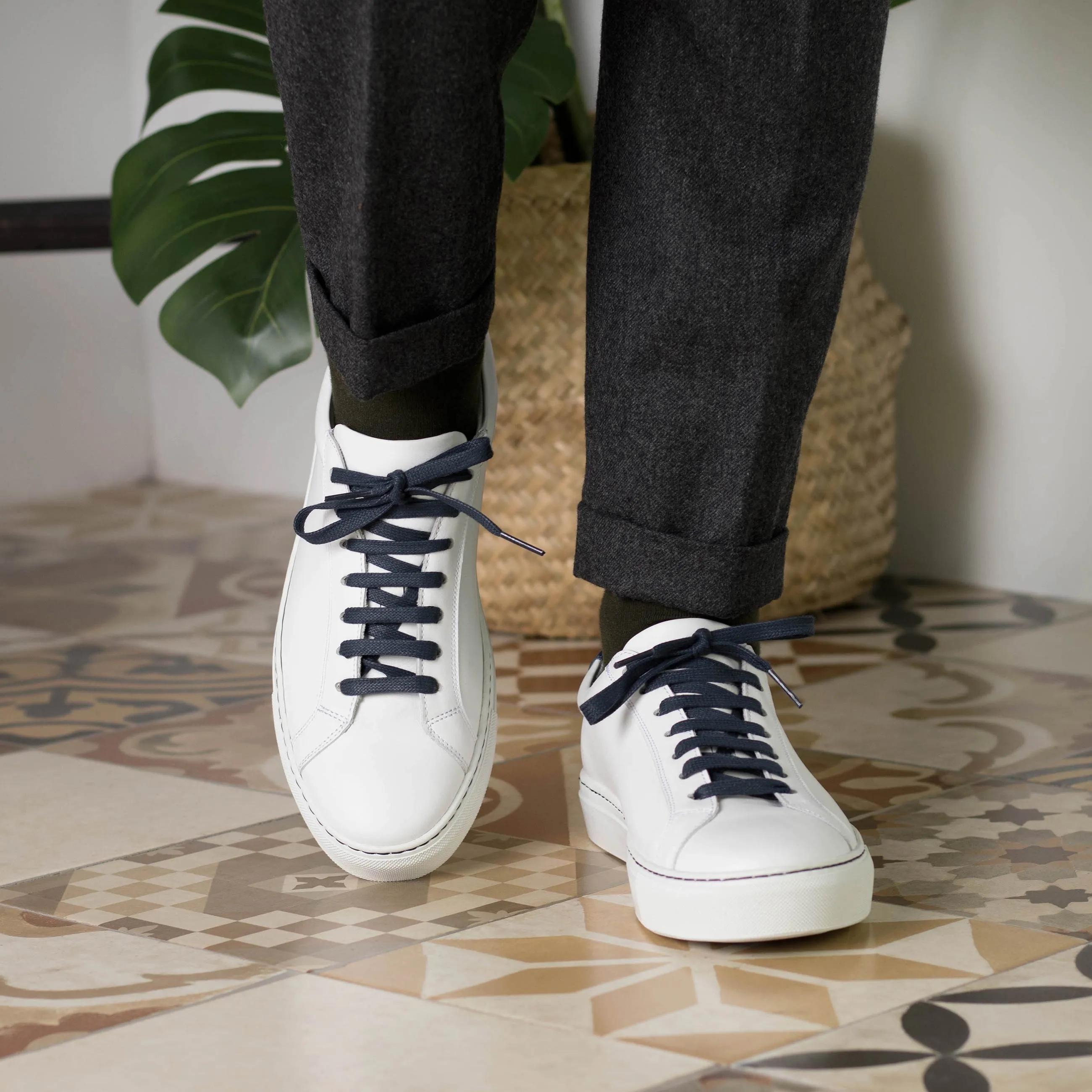 White Nappa Leather Low Kick Trainers