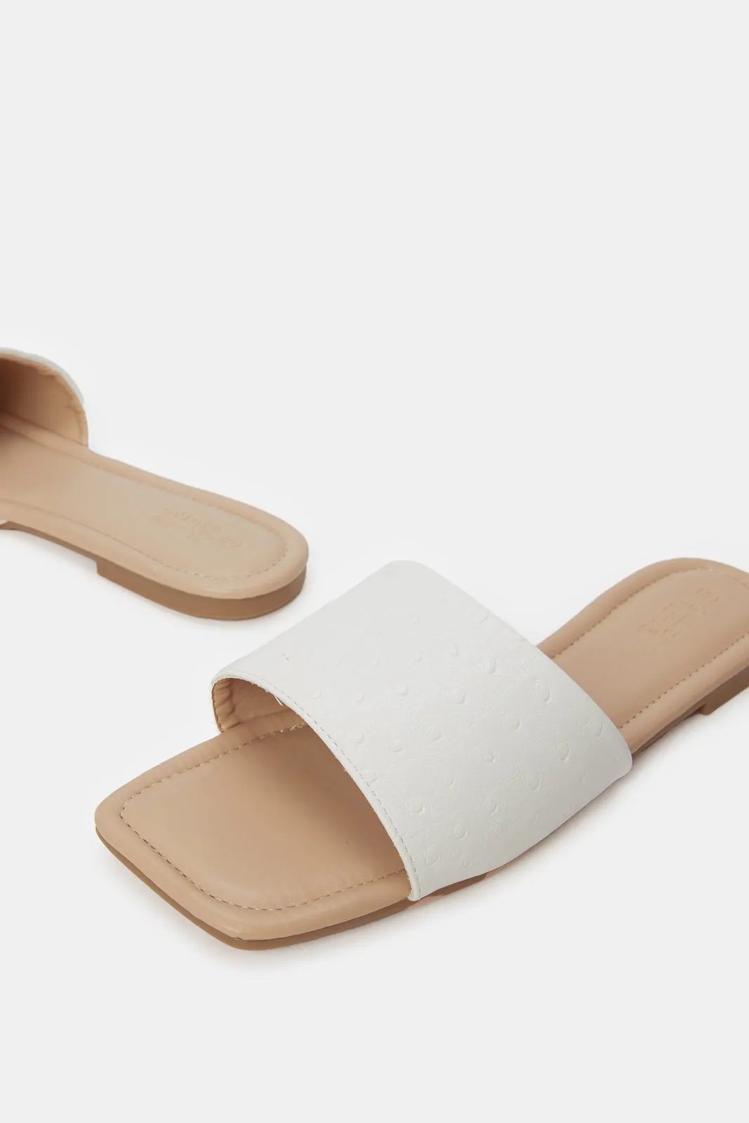 Women White Ostrich Mule