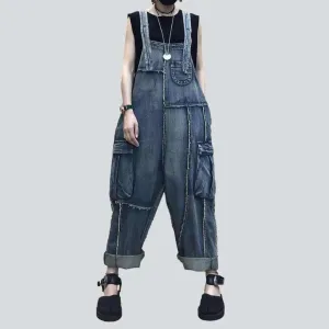 Women's patchwork jean dungaree