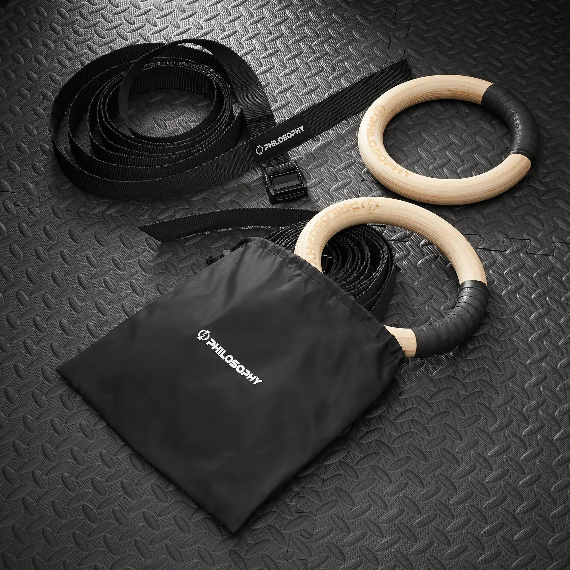 Wood Gymnastic Rings 1"/1.25" Exercise Ring Set with Adjustable Straps