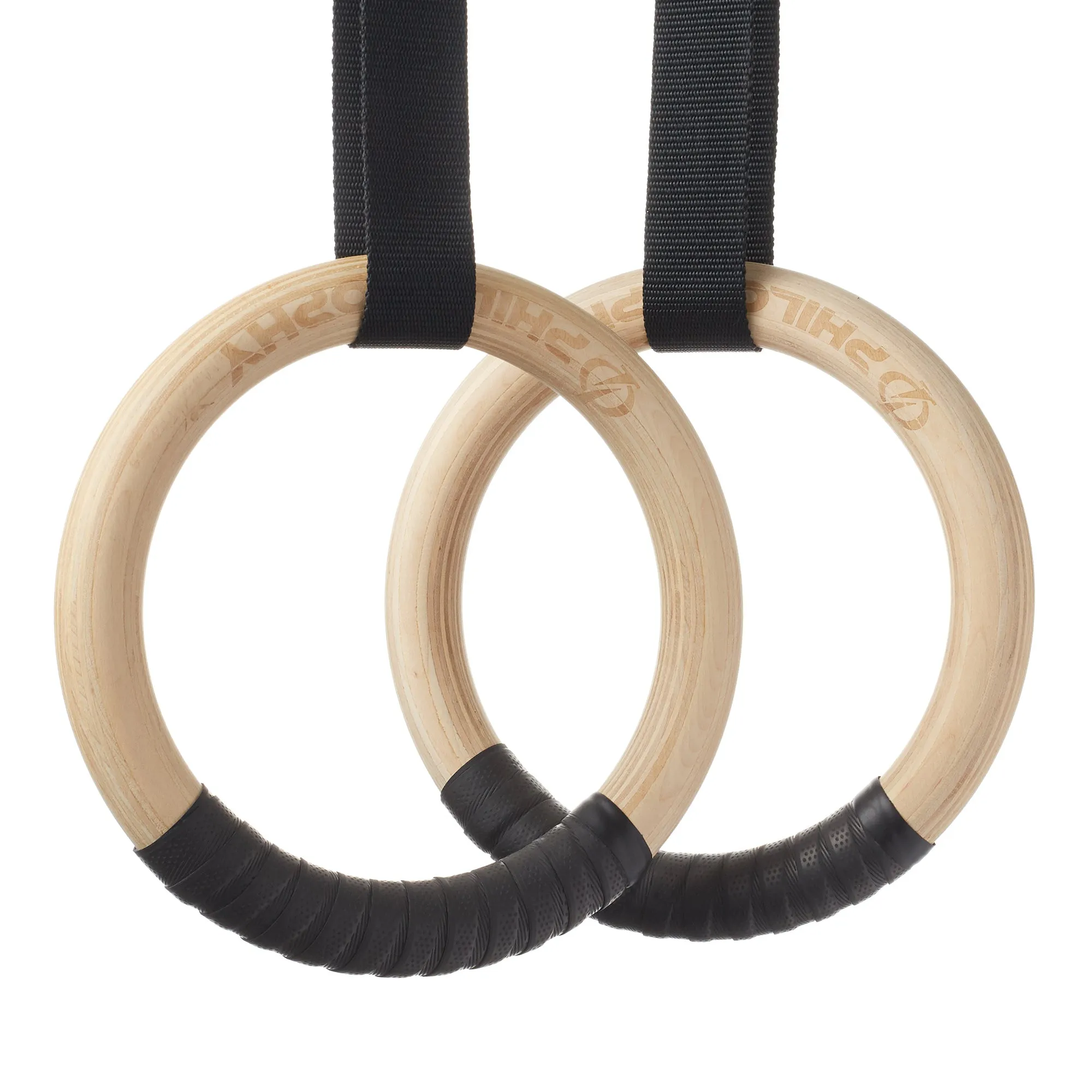 Wood Gymnastic Rings 1"/1.25" Exercise Ring Set with Adjustable Straps