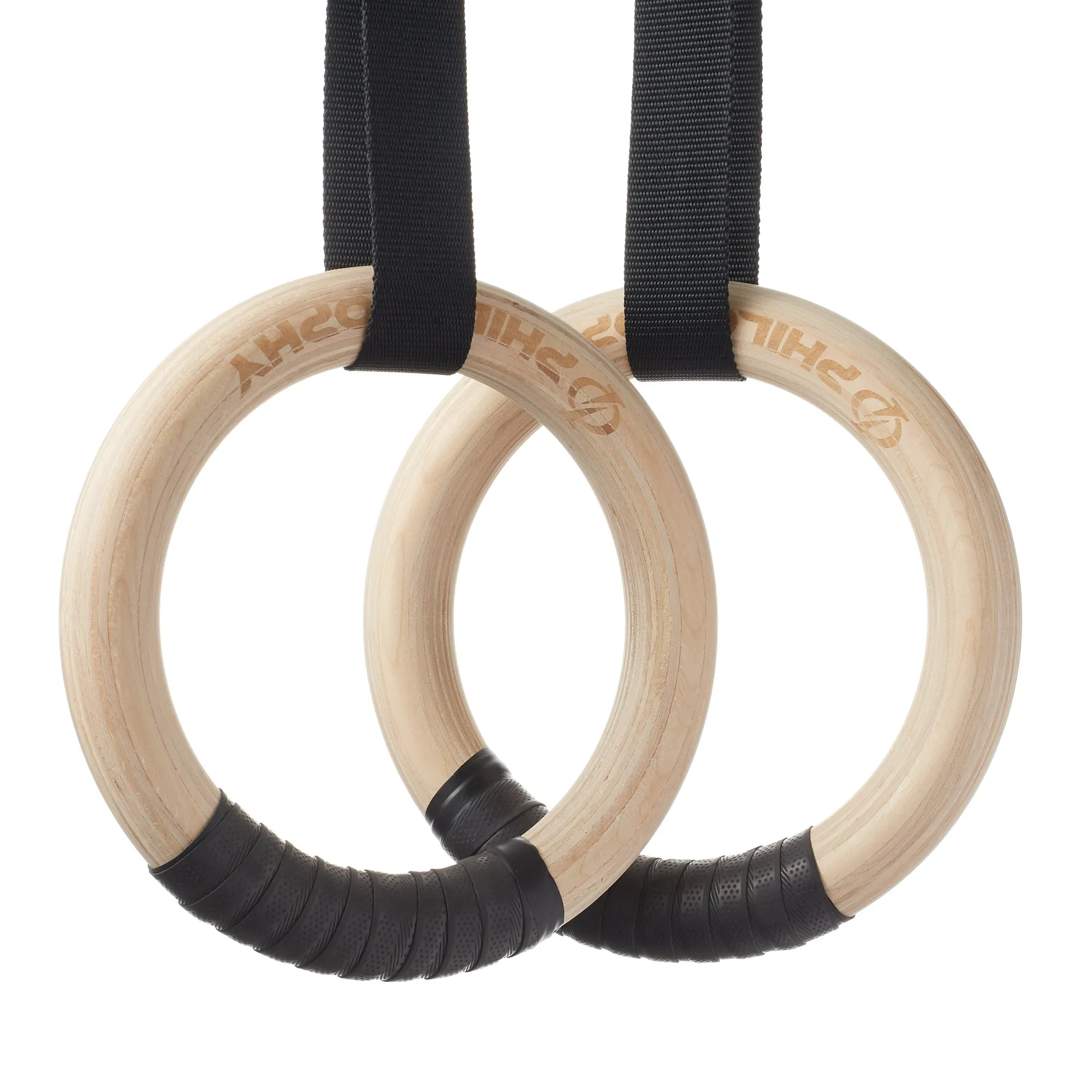 Wood Gymnastic Rings 1"/1.25" Exercise Ring Set with Adjustable Straps