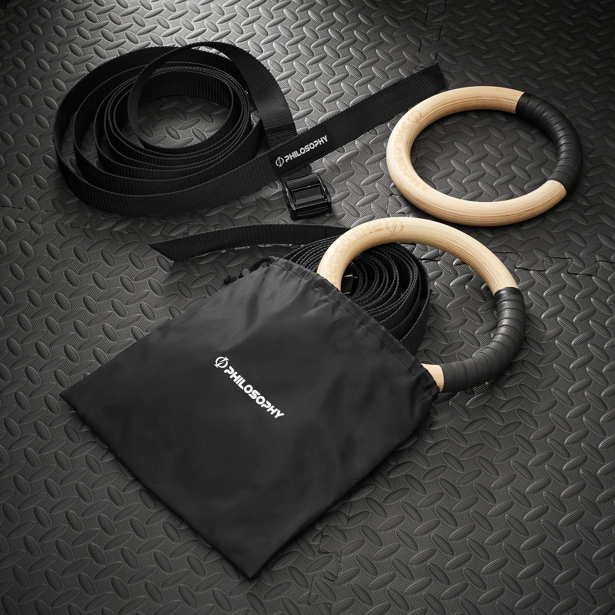 Wood Gymnastic Rings 1"/1.25" Exercise Ring Set with Adjustable Straps