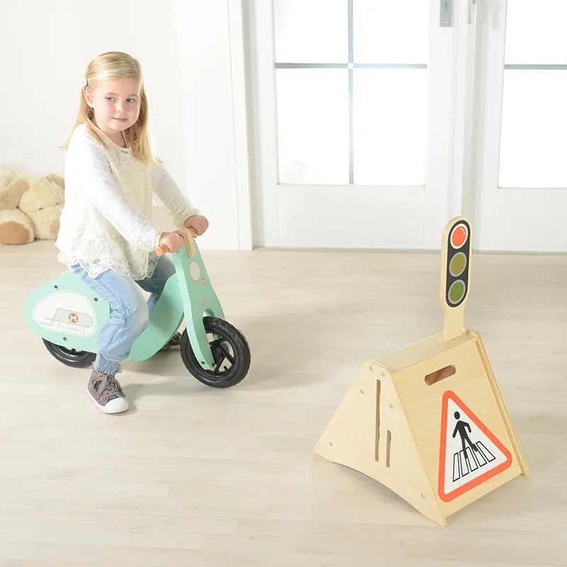 Wooden Balance Bike Retro-Styled Age 3  | Green/Pink