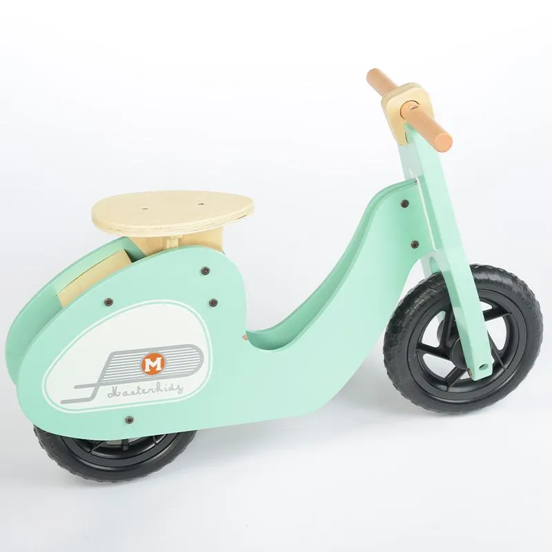 Wooden Balance Bike Retro-Styled Age 3  | Green/Pink