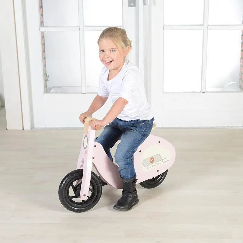 Wooden Balance Bike Retro-Styled Age 3  | Green/Pink