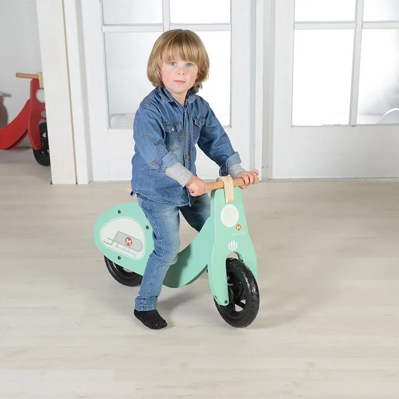 Wooden Balance Bike Retro-Styled Age 3  | Green/Pink