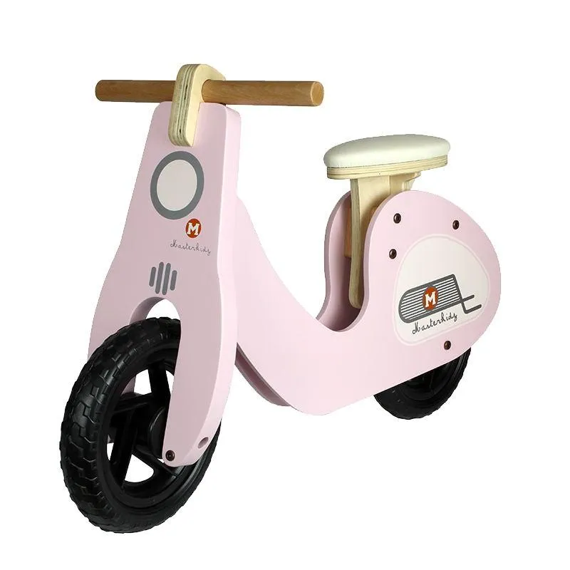 Wooden Balance Bike Retro-Styled Age 3  | Green/Pink