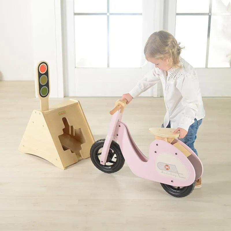 Wooden Balance Bike Retro-Styled Age 3  | Green/Pink